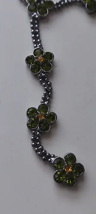 Colgante flores bisutería verde y amarillo