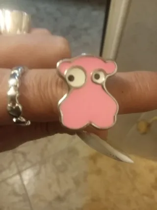Anillo Tous Oso Rosa Plata
