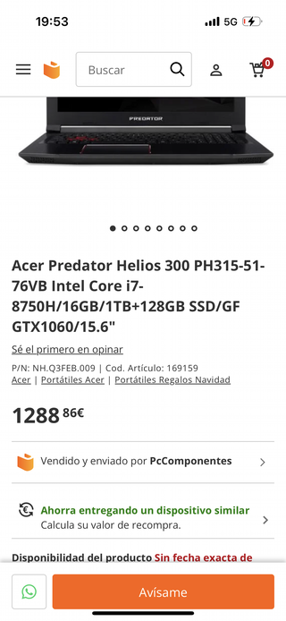Portátil Acer Predator Helios 300