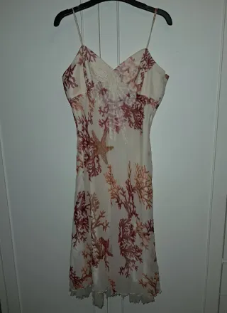 Vestido Beige y Rosa Coral