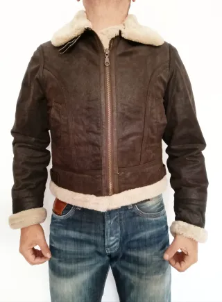 Cazadora piloto aviador cuero auténtico S Medidas