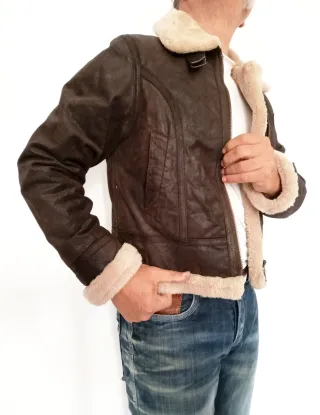 Cazadora piloto aviador cuero auténtico S Medidas