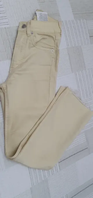 Pantalón vaquero beige/amarillo pastel
