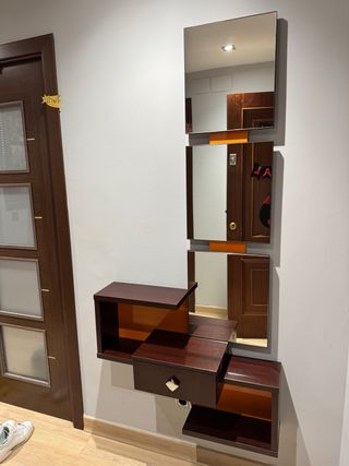 Recibidor Diseño Espejo Madera y Cristal