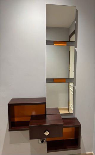 Recibidor Diseño Espejo Madera y Cristal