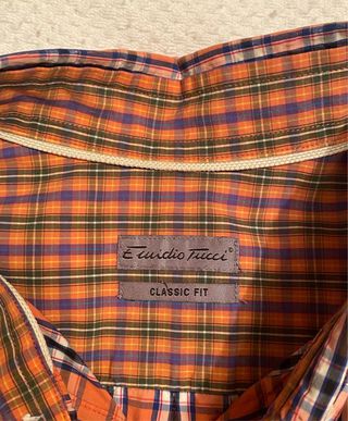 Camisa Emidio Tucci cuadros naranja Classic Fit