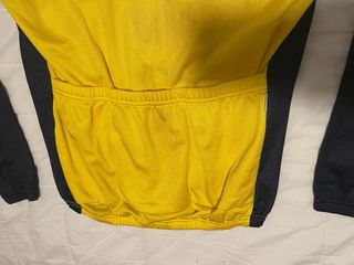 Nuova maglia Fridal a manica lunga con etichetta, taglia S/G, giallo e grigio, 100% poliestere, traspirante, bici MTB e strada