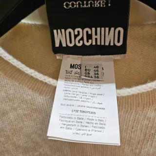 Maglione Moschino uomo lana beigenero lana vergine