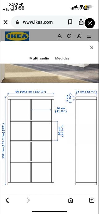 Estantería Ikea Kallax 8 cubos
