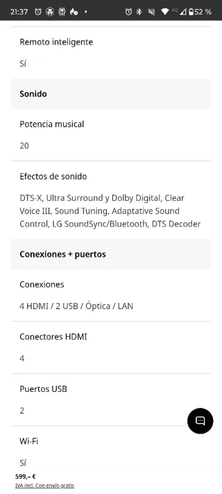 Smart TV LG 50 UHD 4K