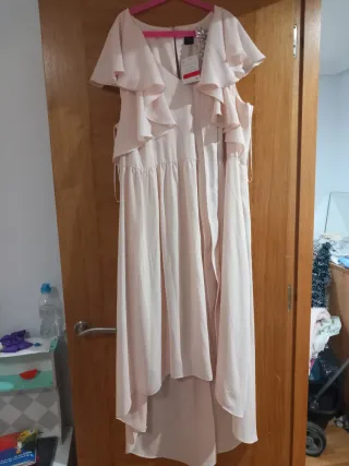 Vestido fiesta C&A rosa talla 48