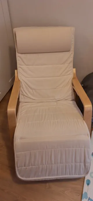 Sedia a Dondolo ONGMICS in Legno e Tessuto Beige