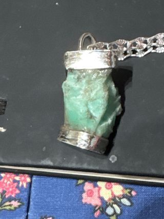 Colgante Plata Ley 925 Esmeralda Bruta