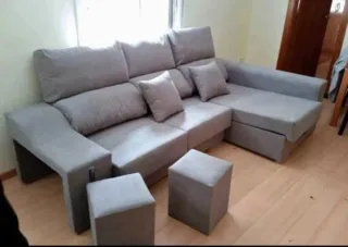 Sofá modular gris tela