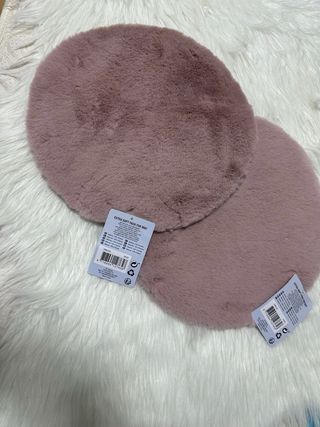 2 Tappeti Rotondi in Pelo Sintetico Rosa