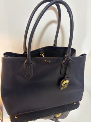 Bolso Piel Azul Marino Ralph Lauren