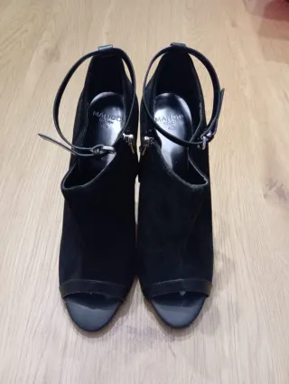 Botines Mango Tacón Aguja Negro Talla 40