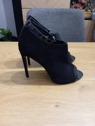 Botines Mango Tacón Aguja Negro Talla 40