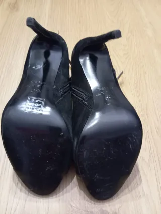 Botines Mango Tacón Aguja Negro Talla 40