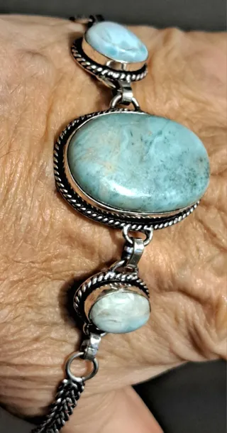 Bracciale Larimar e Agata Acqua