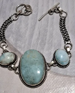 Bracciale Larimar e Agata Acqua