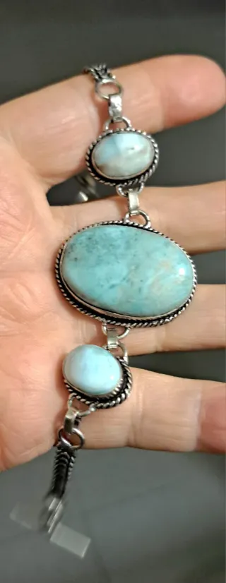 Bracciale Larimar e Agata Acqua