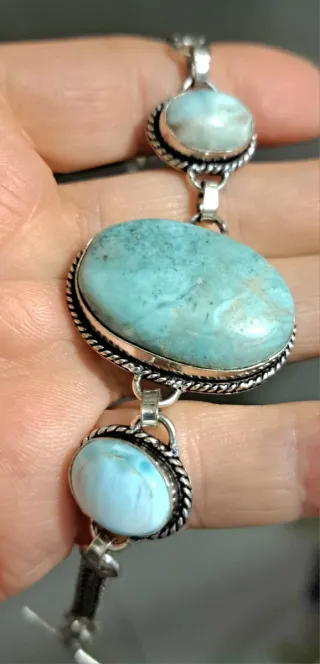 Bracciale Larimar e Agata Acqua