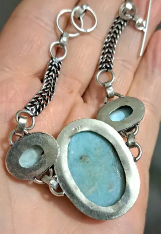 Bracciale Larimar e Agata Acqua