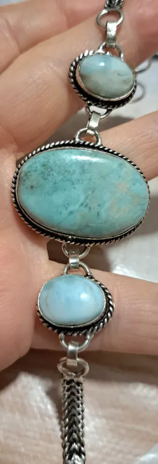 Bracciale Larimar e Agata Acqua