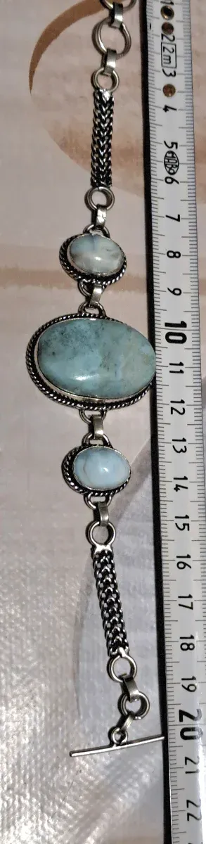 Bracciale Larimar e Agata Acqua