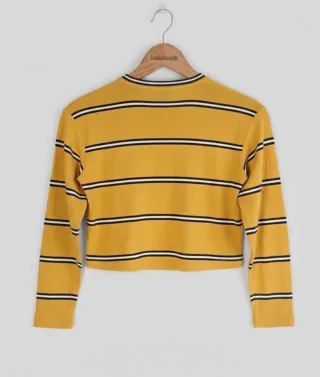 Topshop Camiseta Crop Rayas Amarilla