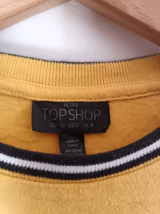 Topshop Camiseta Crop Rayas Amarilla