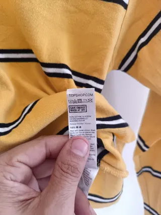 Topshop Camiseta Crop Rayas Amarilla