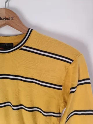 Topshop Camiseta Crop Rayas Amarilla