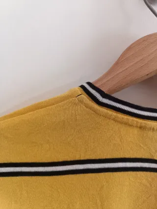 Topshop Camiseta Crop Rayas Amarilla