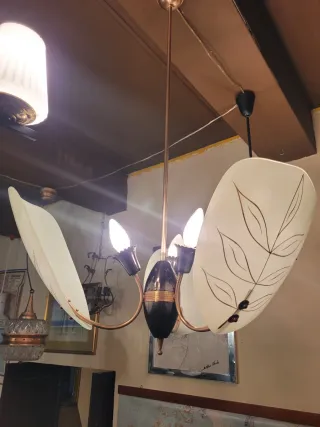 Lampadario ottone e vetro Murano anni'50