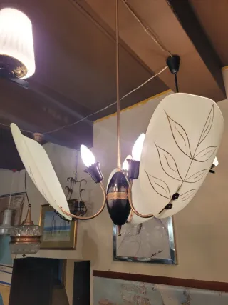 Lampadario ottone e vetro Murano anni'50