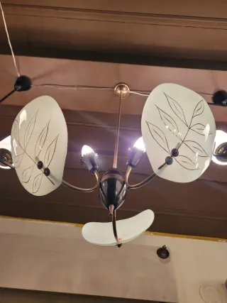 Lampadario ottone e vetro Murano anni'50