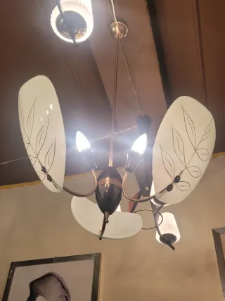 Lampadario ottone e vetro Murano anni'50