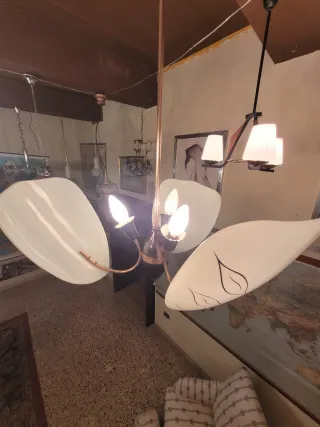 Lampadario ottone e vetro Murano anni'50