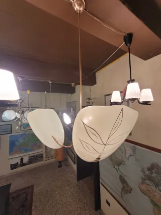 Lampadario ottone e vetro Murano anni'50