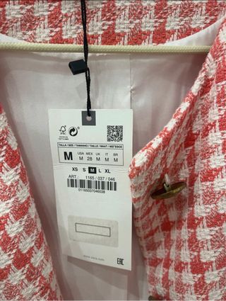 Chaqueta Zara cuadros rosa y blanco