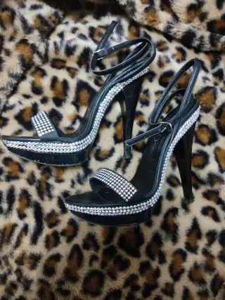 Sandalias Swarovski Tacón Alto Brillantes