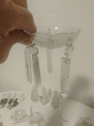 Lote cristal lámpara araña morado/transparente