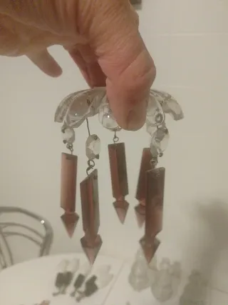 Lote cristal lámpara araña morado/transparente