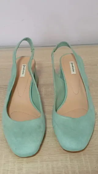 Stradivarius Zapatos Tacón Verde Talla 38