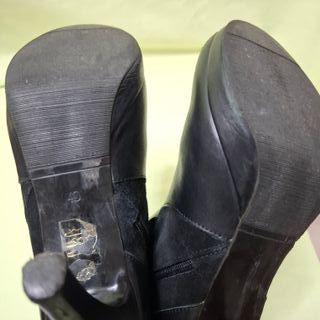 Botines Tacón Piel y Ante Negro Talla 40