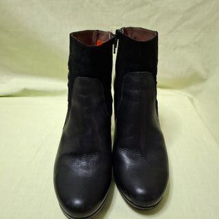 Botines Tacón Piel y Ante Negro Talla 40