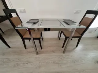 Mesa extensible vidrio/cromado Ikea GLIVARP