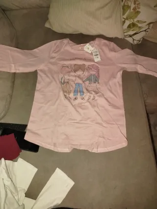 Camiseta manga larga niña rosa